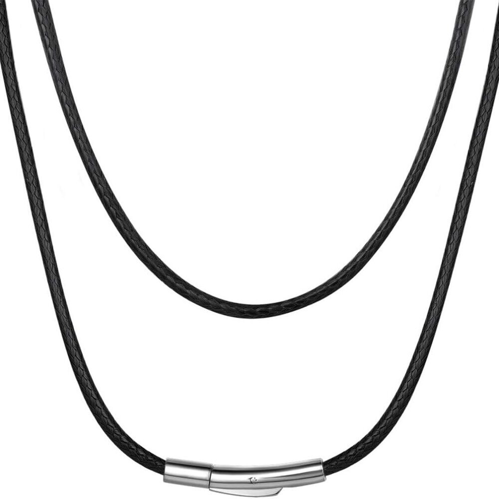 Waterproof Braided Leather Cord Chain Necklace, Men Women DIY Woven Wax Rope Cha